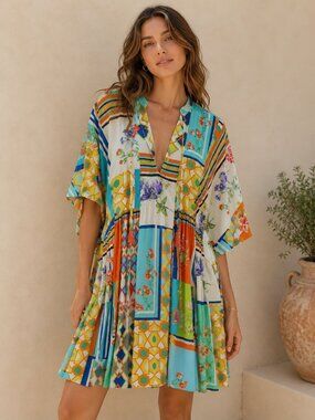 Johnny Was Mixi Short Kaftan Dress S NWT
